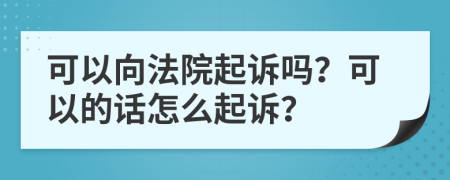 可以向法院起诉吗？可以的话怎么起诉？