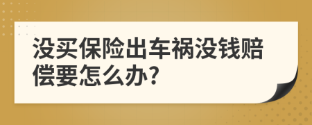 没买保险出车祸没钱赔偿要怎么办?