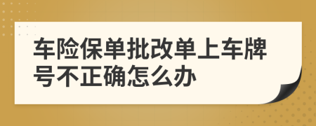 车险保单批改单上车牌号不正确怎么办