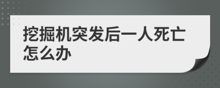 挖掘机突发后一人死亡怎么办