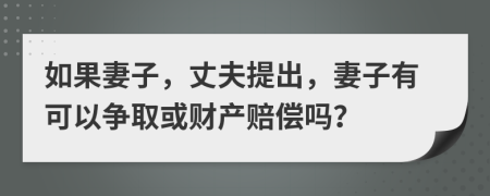 如果妻子，丈夫提出，妻子有可以争取或财产赔偿吗？