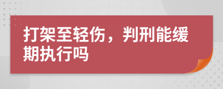 打架至轻伤，判刑能缓期执行吗