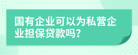 国有企业可以为私营企业担保贷款吗？