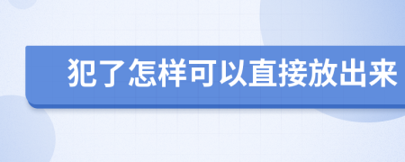 犯了怎样可以直接放出来