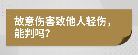 故意伤害致他人轻伤，能判吗？