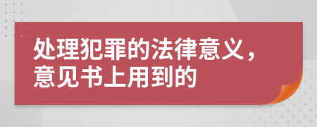 处理犯罪的法律意义，意见书上用到的