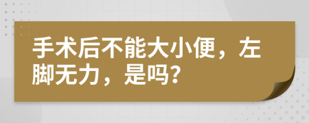 手术后不能大小便，左脚无力，是吗？