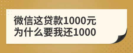 微信这贷款1000元为什么要我还1000