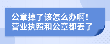 公章掉了该怎么办啊！营业执照和公章都丢了