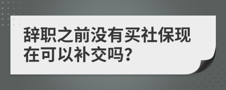 辞职之前没有买社保现在可以补交吗？