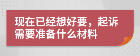 现在已经想好要，起诉需要准备什么材料