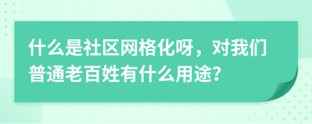 什么是社区网格化呀，对我们普通老百姓有什么用途？