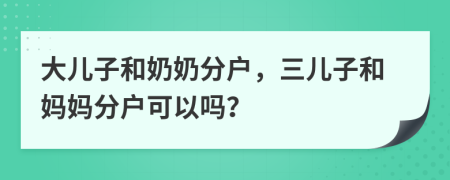 大儿子和奶奶分户，三儿子和妈妈分户可以吗？