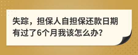 失踪，担保人自担保还款日期有过了6个月我该怎么办？