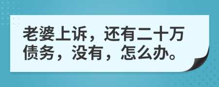 老婆上诉，还有二十万债务，没有，怎么办。