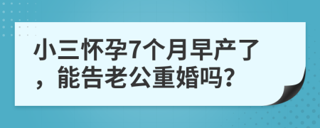 小三怀孕7个月早产了，能告老公重婚吗？