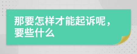 那要怎样才能起诉呢，要些什么