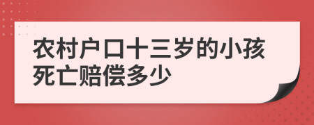 农村户口十三岁的小孩死亡赔偿多少