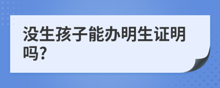 没生孩子能办明生证明吗?