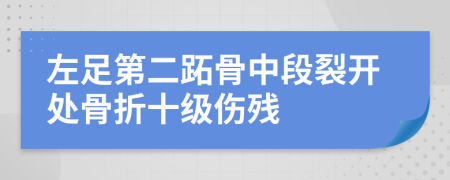 左足第二跖骨中段裂开处骨折十级伤残