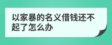 以家暴的名义借钱还不起了怎么办