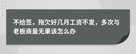 不给签，拖欠好几月工资不发，多次与老板商量无果该怎么办