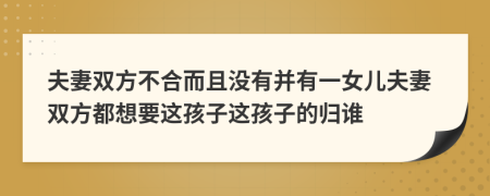 夫妻双方不合而且没有并有一女儿夫妻双方都想要这孩子这孩子的归谁