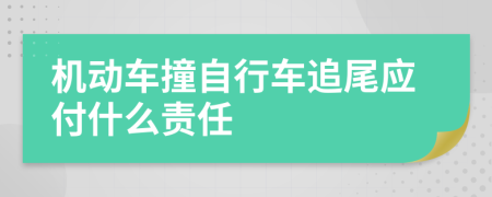 机动车撞自行车追尾应付什么责任