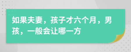 如果夫妻，孩子才六个月，男孩，一般会让哪一方