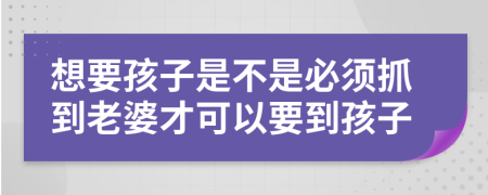 想要孩子是不是必须抓到老婆才可以要到孩子