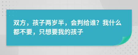 双方，孩子两岁半，会判给谁？我什么都不要，只想要我的孩子