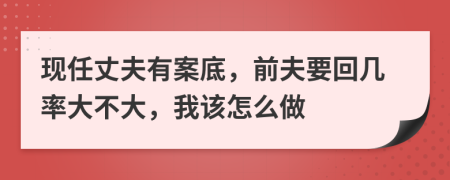 现任丈夫有案底，前夫要回几率大不大，我该怎么做