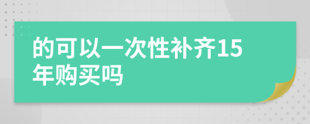 的可以一次性补齐15年购买吗