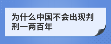 为什么中国不会出现判刑一两百年