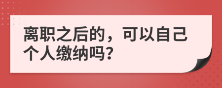 离职之后的，可以自己个人缴纳吗？