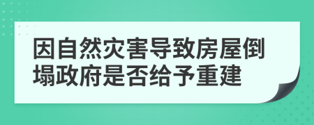 因自然灾害导致房屋倒塌政府是否给予重建