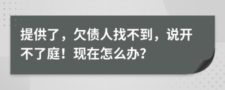 提供了，欠债人找不到，说开不了庭！现在怎么办？
