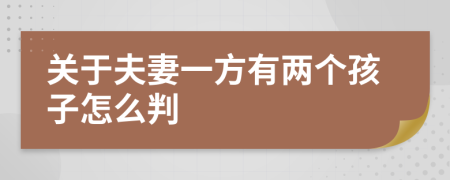 关于夫妻一方有两个孩子怎么判