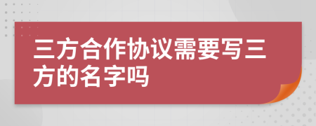 三方合作协议需要写三方的名字吗
