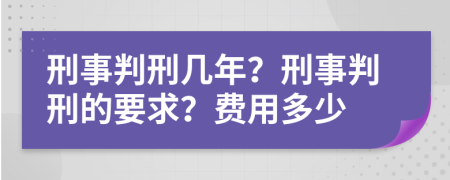 刑事判刑几年？刑事判刑的要求？费用多少