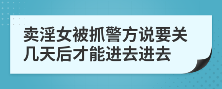 卖淫女被抓警方说要关几天后才能进去进去