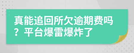 真能追回所欠逾期费吗？平台爆雷爆炸了