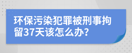 环保污染犯罪被刑事拘留37天该怎么办？