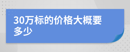 30万标的价格大概要多少