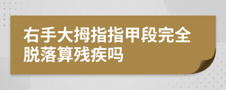 右手大拇指指甲段完全脱落算残疾吗