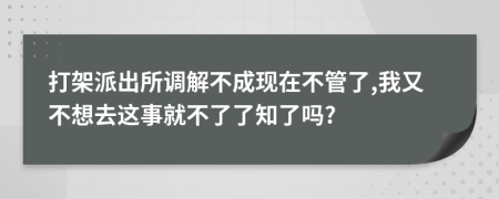 打架派出所调解不成现在不管了,我又不想去这事就不了了知了吗?