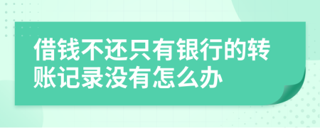 借钱不还只有银行的转账记录没有怎么办