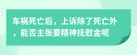 车祸死亡后，上诉除了死亡外，能否主张要精神抚慰金呢