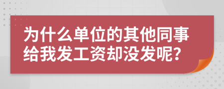 为什么单位的其他同事给我发工资却没发呢？