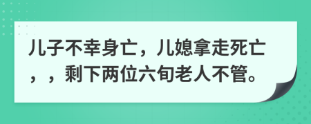 儿子不幸身亡，儿媳拿走死亡，，剩下两位六旬老人不管。